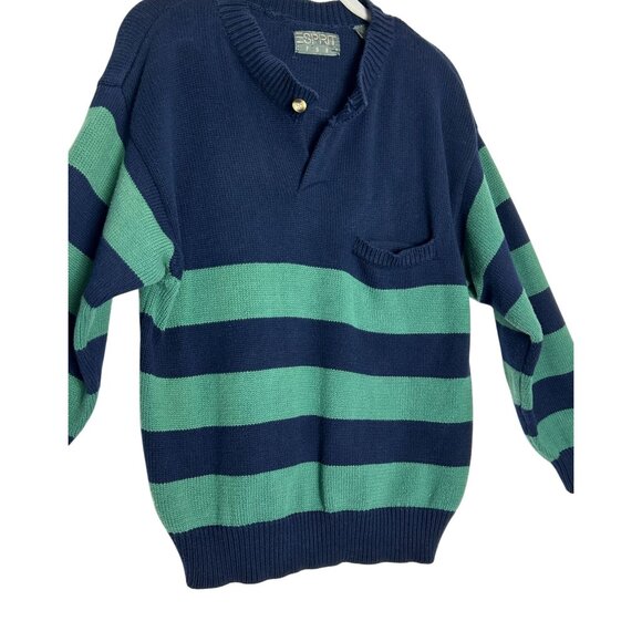 Esprit Sport Women's Vintage Knit Long Sleeve Sweater in Blue / Green - Sz M - Picture 3 of 6